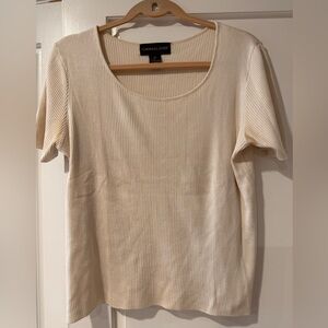 Classiques Entier Cream Silk Knit Ribbed Top